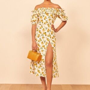 Reformation Lemon Print Midi Dress